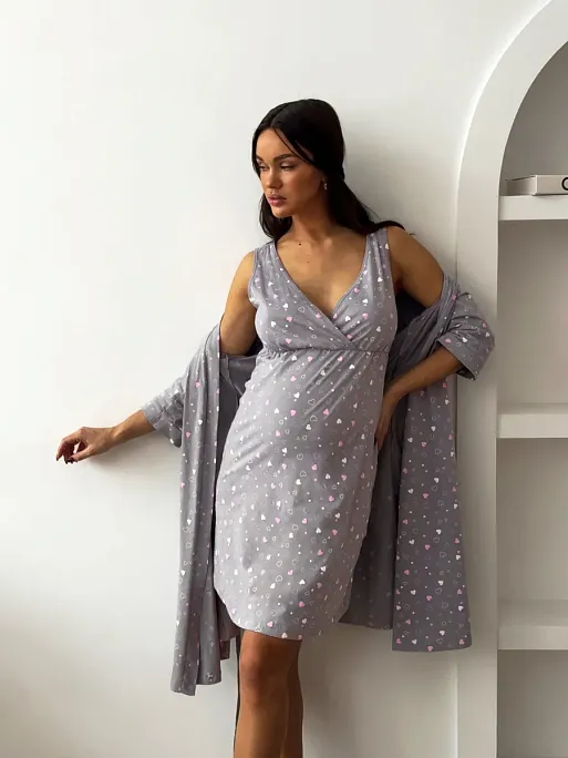 Халат и сорочка для беременных и кормящих в роддом I Love Mum 18