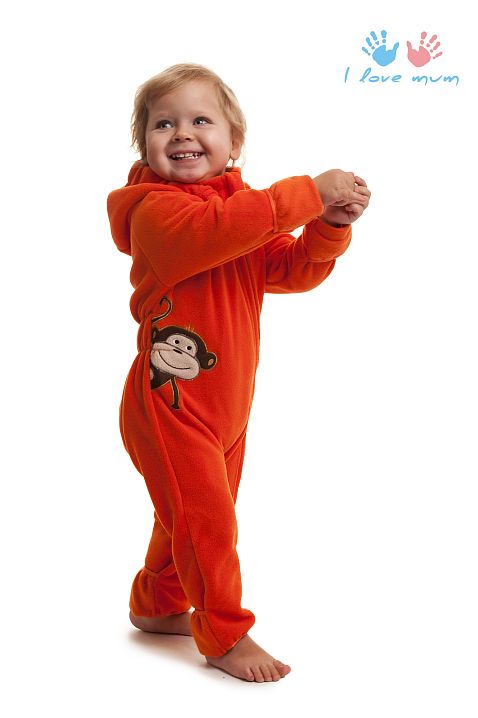 Комбинезон Классический оранжевый с вышивкой I Love Mum 1