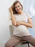 Футболка для беременных и кормящих Дэни длинная цвет бежевый I Love Mum