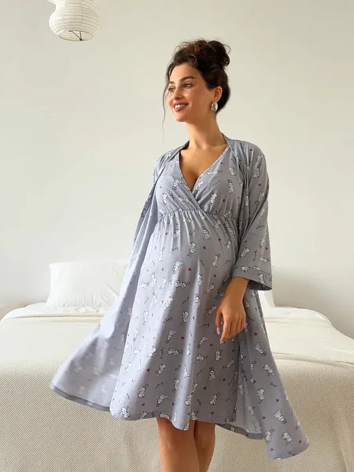 Халат и сорочка для беременных и кормящих в роддом I Love Mum 16