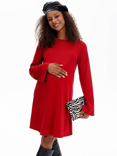 Платье для беременных Эрлин теплое осень цвет красный  I Love Mum