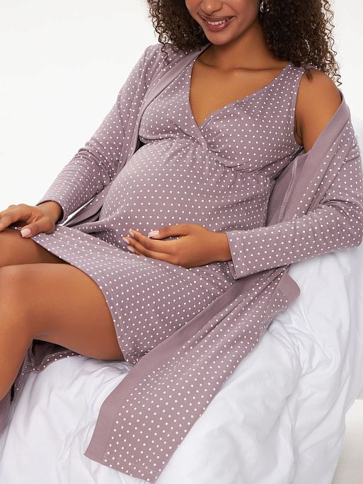 Халат и сорочка для беременных и кормящих в роддом Лима I Love Mum 19