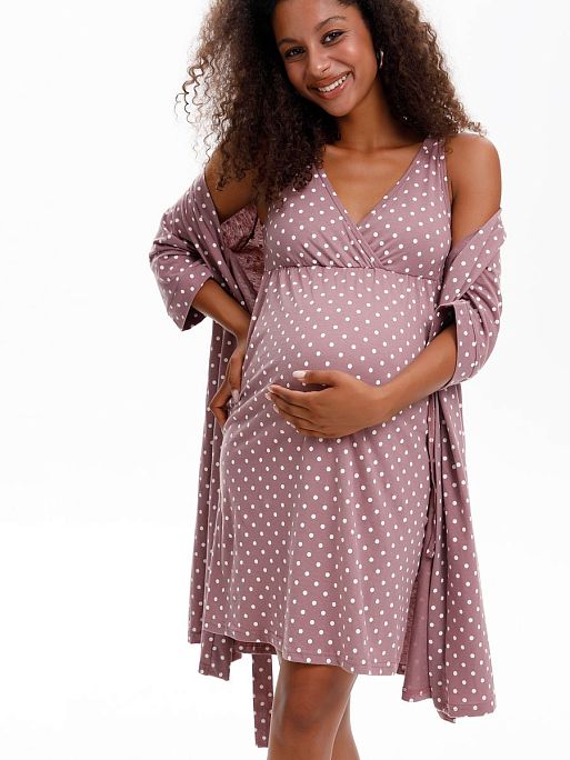 Халат и сорочка для беременных и кормящих в роддом Айрис I Love Mum 30
