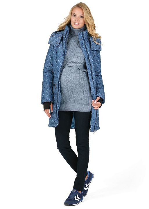 Куртка 3в1 зимн. Мадейра для беременных и слингоношения синий узор I Love Mum 4