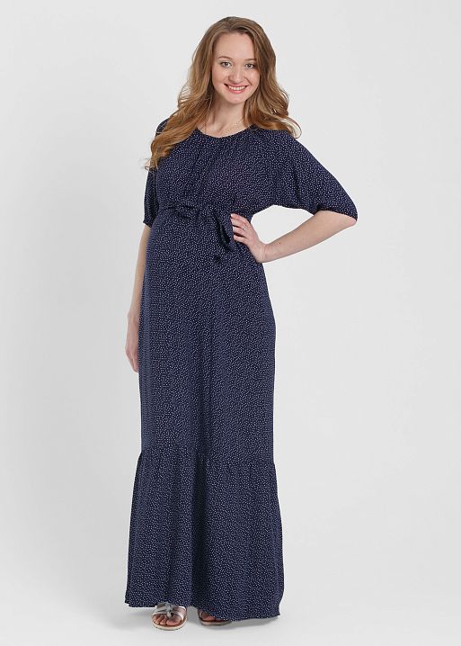 Платье длинное Алевтина для беременных и кормящих т.синий горошек I Love Mum 2