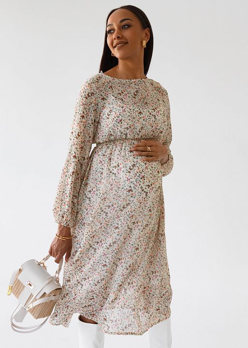 Платье Малика для беременных бежевый I Love Mum 1