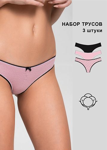 Набор трусов Лорейн 3 шт  цвет пудровый горох/пудр/черный   I Love Mum