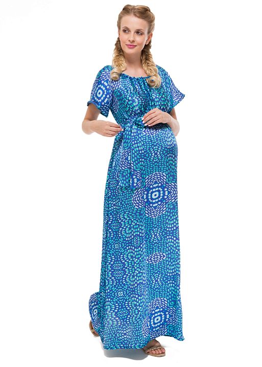 Платье Магбет сине-зеленое для беременных I Love Mum 1