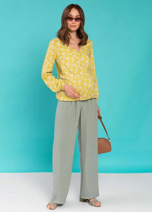 Блузка "Табита" для беременных и кормящих; цвет: цветы/желтый (SS21) 2