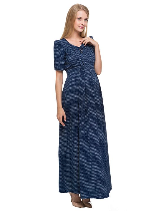 Платье Мелисса синее в горошек для беременных и кормящих I Love Mum 1
