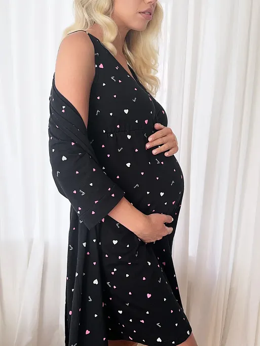 Халат и сорочка для беременных и кормящих в роддом I Love Mum 9