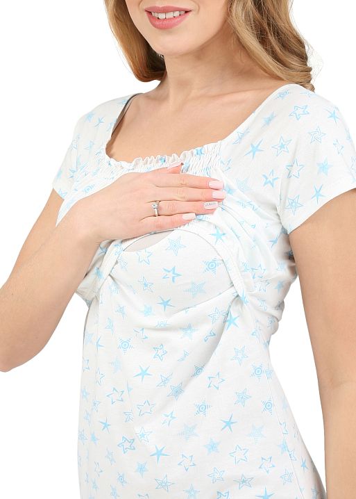 Ночная сорочка Яна для беременных и кормящих молочный I Love Mum 3