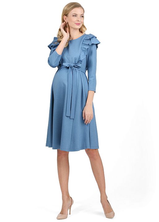 Платье Эвелина для беременных и кормящих голубой меланж I Love Mum 1