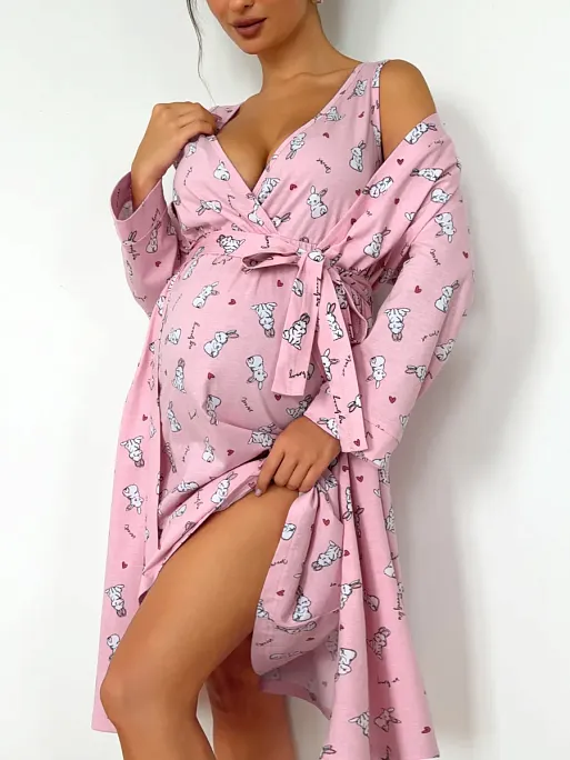 Халат и сорочка для беременных и кормящих в роддом I Love Mum 10