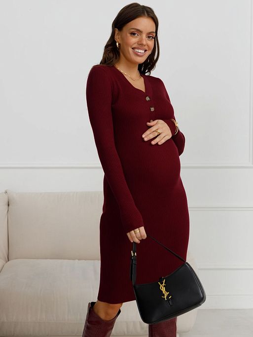 Платье для беременных и кормящих Мэрлин трикотажное в рубчик I Love Mum 9