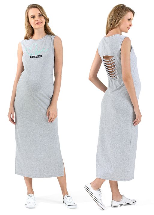 Платье Скрейч для беременных серый меланж I Love Mum 1