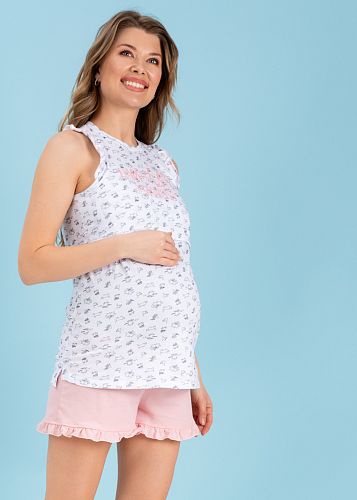 Комплект для дома Лия для беременных и кормящих цвет пудра   I Love Mum