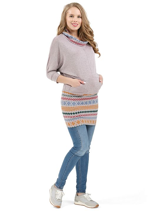 Туника Аиша для беременных и кормящих серый меланж скандинавия I Love Mum 1