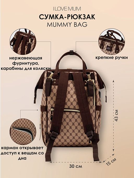 Рюкзак для мамы на коляску городской I Love Mum 4