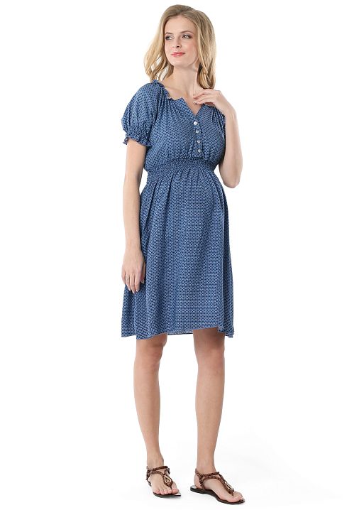 Платье Шарлотта для беременных и кормящих синий геометрия I Love Mum 1