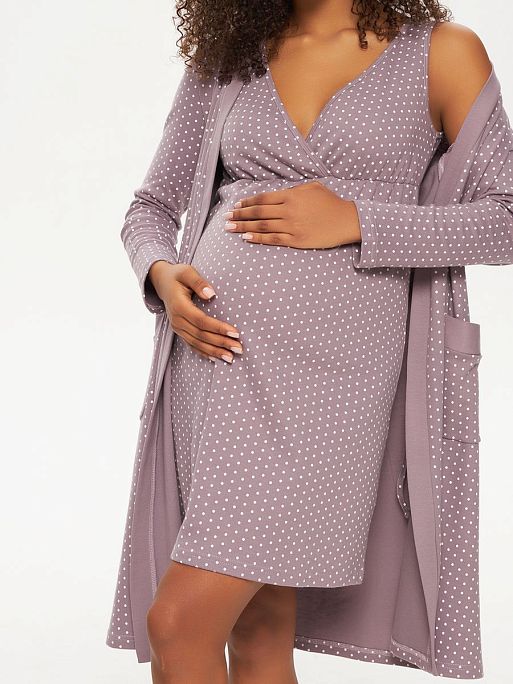Халат и сорочка для беременных и кормящих в роддом Лима I Love Mum 20