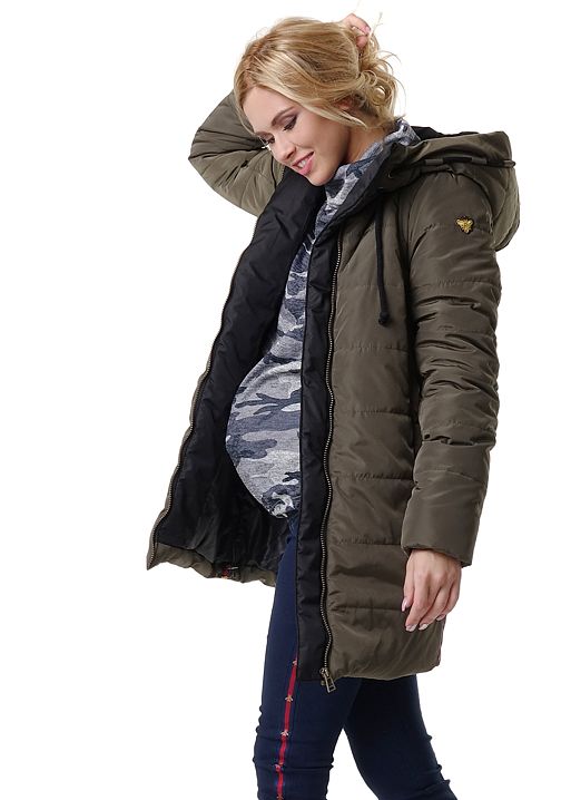 Куртка зимн. 3в1 Сиэтл для беременных и слингоношения хаки I Love Mum 1