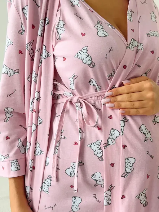 Халат и сорочка для беременных и кормящих в роддом I Love Mum 16
