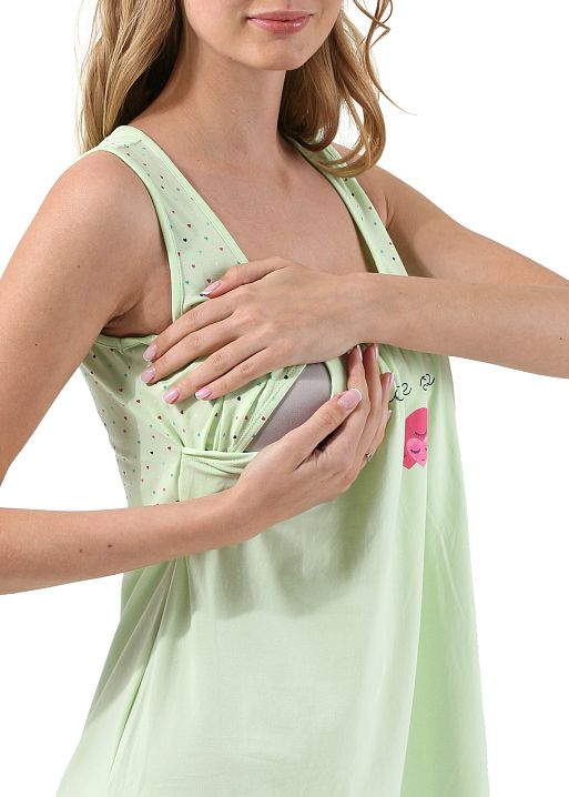 Ночная сорочка Невия для беременных и кормящих лаймовый I Love Mum 2