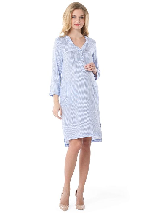 Платье Варно для беременных и кормящих голубой полосы I Love Mum 1