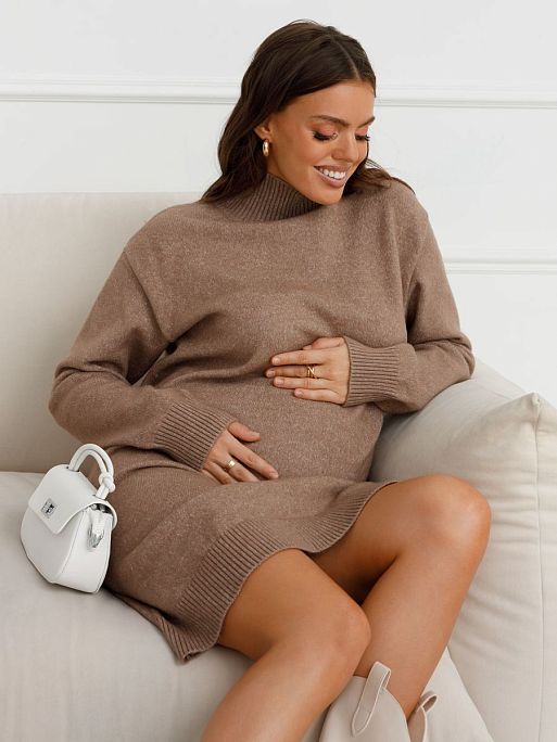 Платье-свитер трикотажное для беременных на осень I Love Mum 11