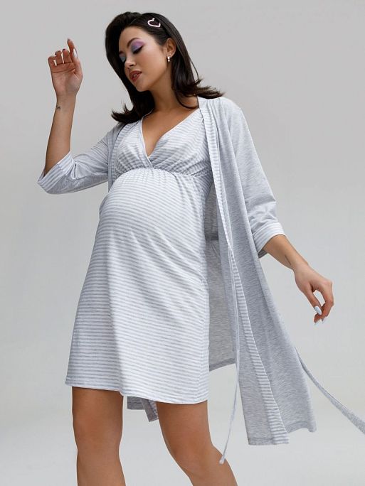 Халат и сорочка для беременных и кормящих в роддом Айрис I Love Mum 6