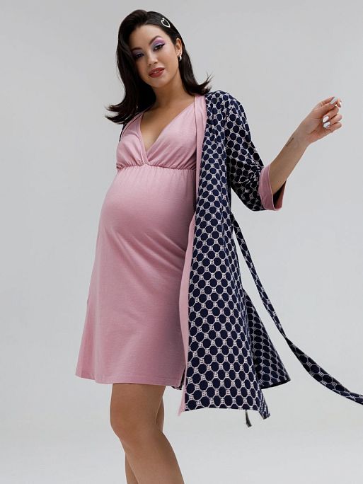 Халат и сорочка для беременных и кормящих в роддом Айрис I Love Mum 5