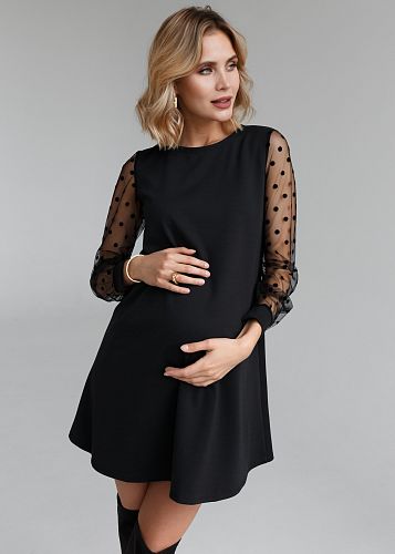 Платье Эрлин для беременных цвет черный/сетка   I Love Mum
