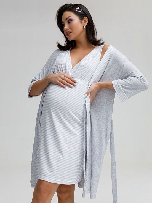 Халат и сорочка для беременных и кормящих в роддом Айрис I Love Mum 2