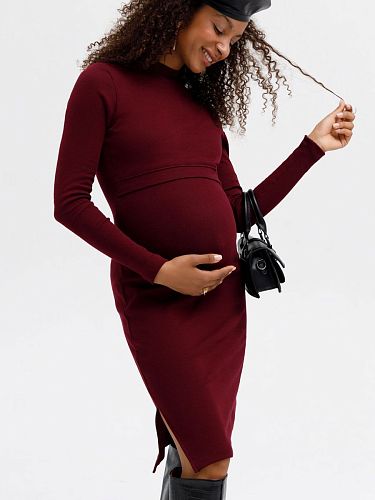Платье для беременных и кормящих Анисия цвет бордовый  I Love Mum