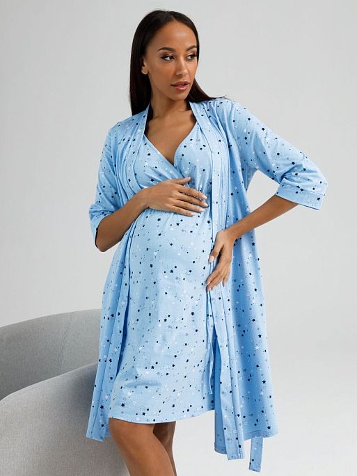 Халат и сорочка для беременных и кормящих в роддом Айрис I Love Mum 2